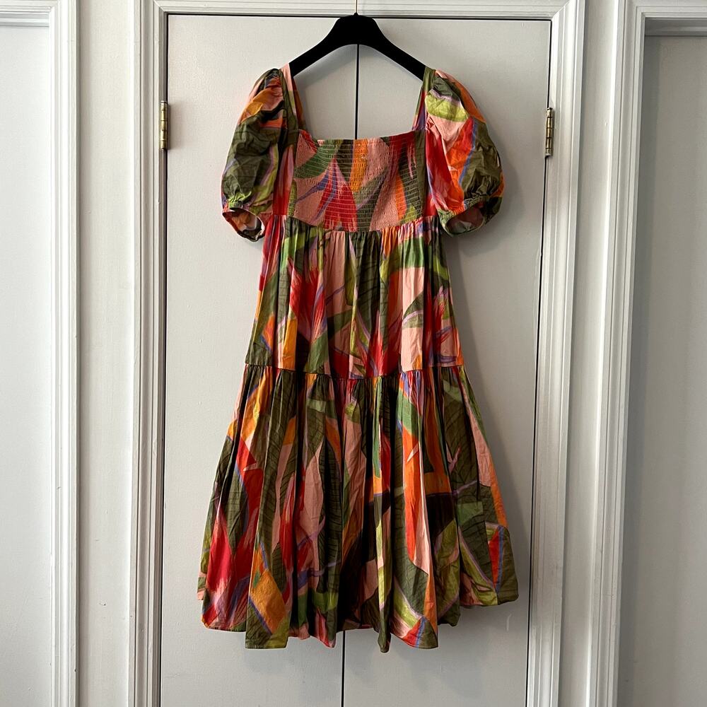Farm Rio Pink Garden Embroidered Dress Size S pink green C8 - Picture 7 of 7
